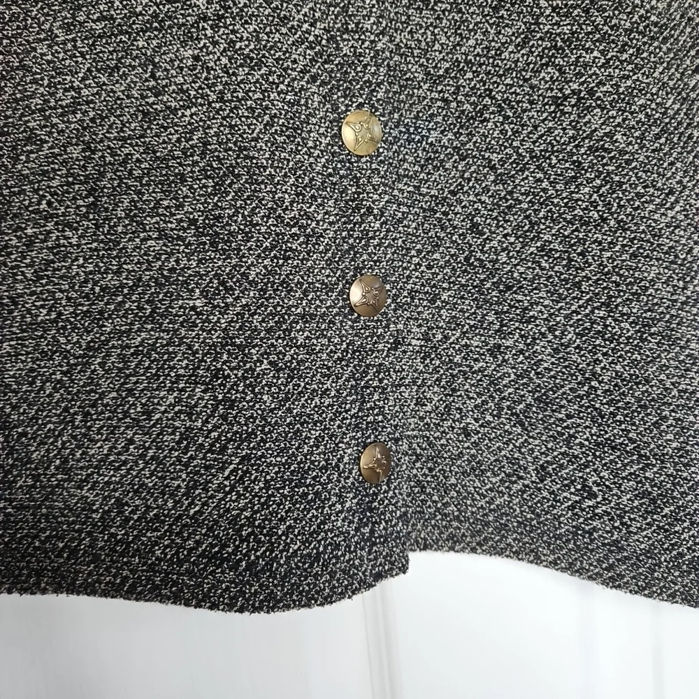 LL Bean Button Front Fleece Cardigan Sweater Jacket Size L Womens Black Tan Cozy - Picture 3 of 8